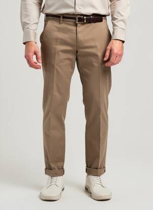 Pantalon chino țesătură poplin mărime normală maro MASON'S bărbat