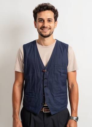 Vestă fără mâneci buzunare albastru MAISON WOOLIES bărbat