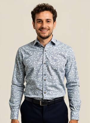 Cămașă cu mâneci lungi imprimeu fantezie albastru OLIVIER STRELLI bărbat