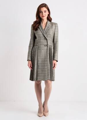 Rochie midi mâneci lungi mâneci lungi gri VILLALBA femeie