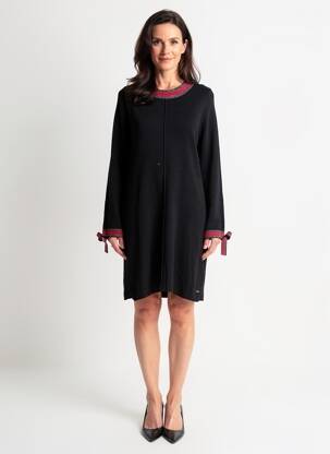 Rochie pulover elasticitate mâneci lungi negru FELINO femeie