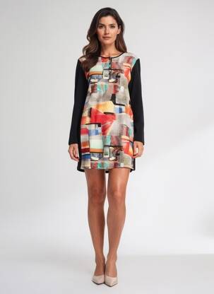 Rochie scurtă mâneci lungi mâneci lungi negru VANIA femeie