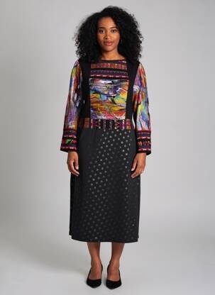 Rochie midi mâneci lungi mâneci lungi negru OLIVIER PHILIPS femeie