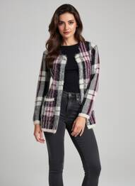 Vestă cu mâneci lungi tricot tricot pufos violet BUGARRI femme
