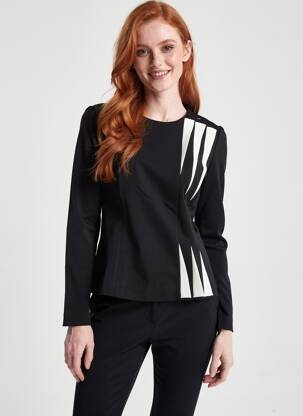 Top țesătură jersey mâneci lungi negru BUGARRI femeie