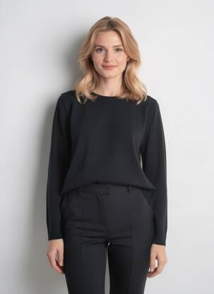 Pulover elasticitate mâneci lungi negru FELINO femeie