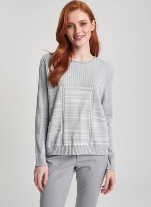 Pulover elasticitate mâneci lungi gri SAINT CHARLES femeie