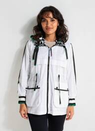 Impermeabil mâneci lungi cu glugă alb ZIA BRAND femme
