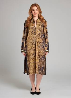 Rochie midi imprimeu fantezie mâneci lungi negru MAT. femeie