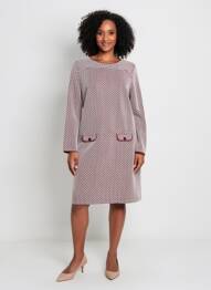 Rochie midi imprimeu fantezie mâneci lungi roșu SENORETTA femme