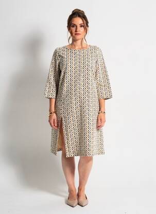 Rochie midi mâneci 3/4 mâneci 3/4 galben SENORETTA femeie