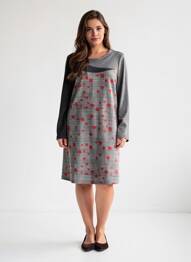 Rochie midi imprimeu fantezie mâneci lungi gri SISTTER femme