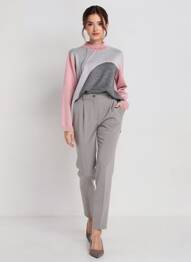 Pulover guler rotund mâneci lungi roz GEVANA femme