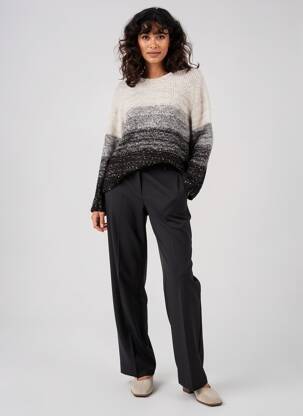 Pulover croială dreaptă mâneci lungi bej THEL ELEGANCE femeie