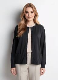Vestă cu mâneci lungi croială cambrată negru GEVANA femme