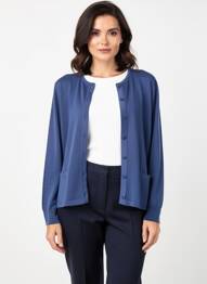 Vestă cu mâneci lungi croială cambrată albastru ELLEMME femme