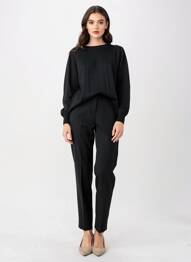 Pulover guler rotund mâneci lungi negru GEVANA femme