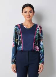 Pulover croială cambrată mâneci lungi albastru OLIVIER PHILIPS femme