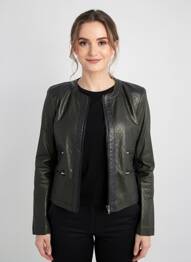 Geci din piele ecologică croială cambrată negru DESGASTE femme