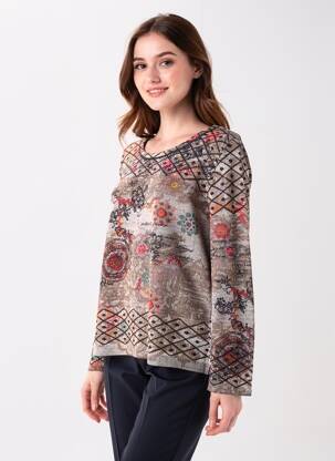 Pulover guler rotund mâneci lungi maro KALISSON femme