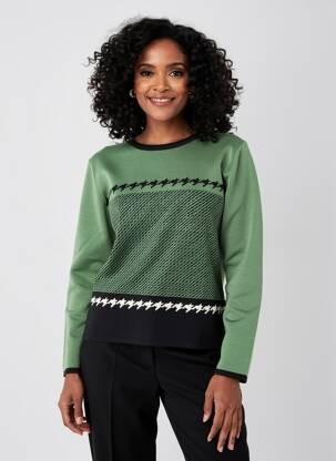 Pulover croială cambrată mâneci lungi verde TELMAIL femeie