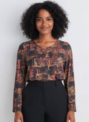 Tricou mâneci lungi mâneci lungi maro GEVANA femeie