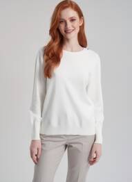 Pulover guler rotund mâneci lungi alb SCORZZO femme
