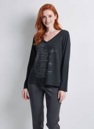 Pulover croială cambrată mâneci lungi negru FELINO femme
