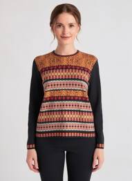 Pulover guler rotund mâneci lungi negru SAINT CHARLES femme