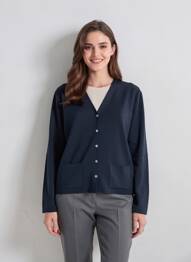 Vestă cu mâneci lungi croială cambrată albastru CHASSAGNARD femme