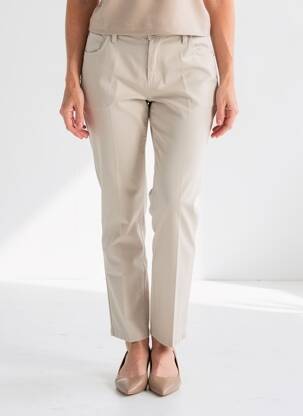 Pantalon slim țesătură poplin mărime normală bej DESGASTE femeie