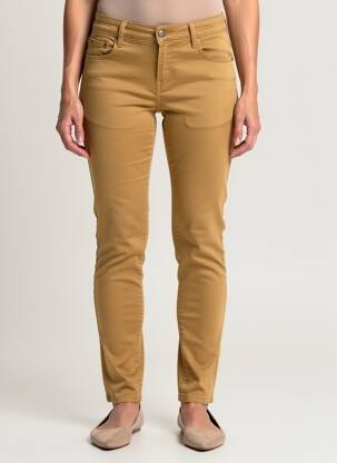 Pantalon slim conic mărime normală galben KALISSON femeie