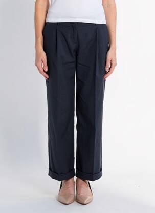 Pantalon drept țesătură crep talie înaltă albastru MAX MARA femeie