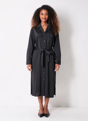 Rochie midi croială fluidă mâneci lungi negru UNIQLO femeie