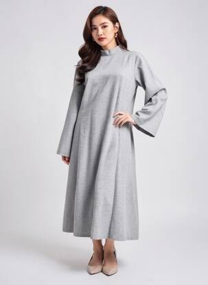 Rochie lungă mâneci lungi mâneci lungi gri ZARA femeie