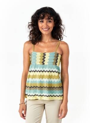 Top guler pătrat bretele subțiri verde H&M femeie