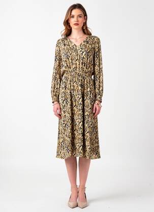 Rochie lungă mâneci lungi mâneci lungi negru C'EST BEAU LA VIE femeie