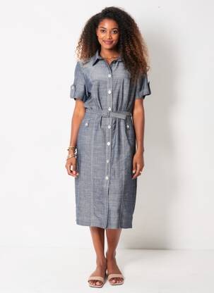 Rochie midi mâneci scurte mâneci scurte albastru GUY DUBOUIS femeie