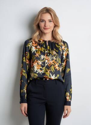 Cămașă imprimeu floral mâneci lungi negru AGATHE & LOUISE femeie