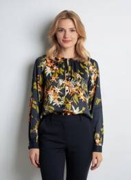 Cămașă imprimeu floral mâneci lungi negru AGATHE & LOUISE femeie