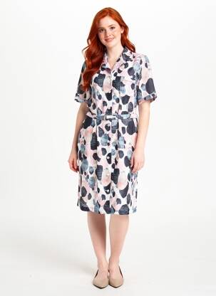 Rochie midi imprimeu floral mâneci scurte roz GUY DUBOUIS femeie