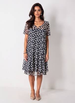 Rochie midi mâneci scurte mâneci scurte albastru CHRISTINE LAURE femme