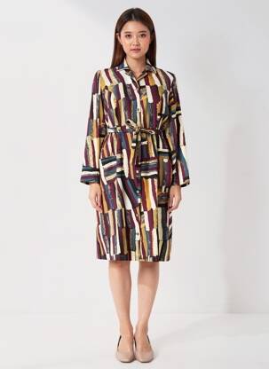 Rochie midi croială fluidă mâneci lungi roșu GUY DUBOUIS femeie