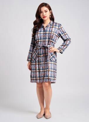 Rochie midi mâneci lungi mâneci lungi albastru GUY DUBOUIS femeie