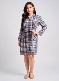 Rochie midi mâneci lungi mâneci lungi albastru GUY DUBOUIS femme