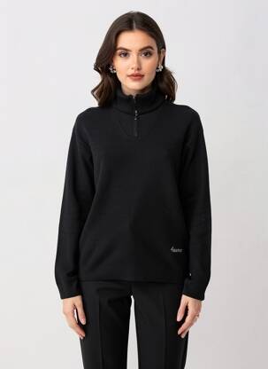 Pulover elasticitate mâneci lungi negru LE LABOUREUR femeie