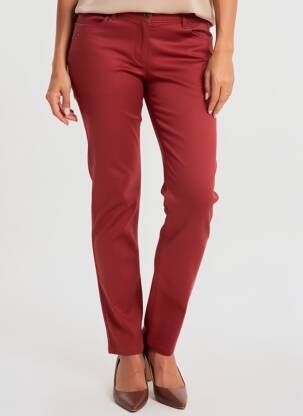 Pantalon slim talie elastică mărime normală roșu CHRISTINE LAURE femeie