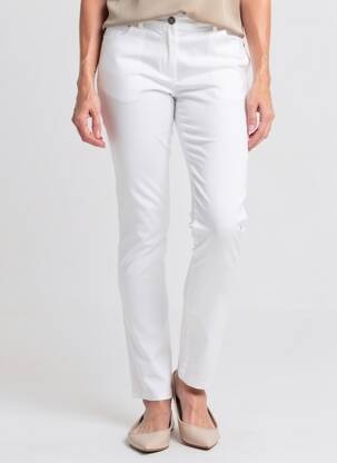 Pantalon slim țesătură poplin mărime normală alb AGATHE & LOUISE femeie