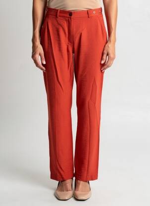 Pantalon drept țesătură crep mărime normală roșu CHRISTINE LAURE femeie