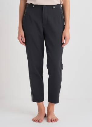Pantalon 7/8 talie elastică mărime normală negru ANEKKE femeie